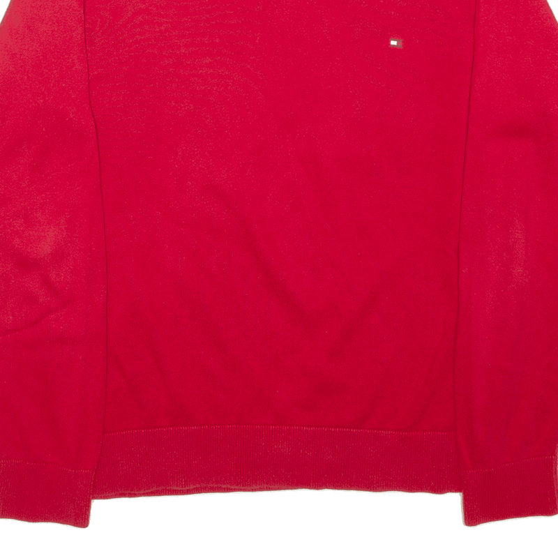 TOMMY HILFIGER Jumper Red Tight Knit V-Neck Mens M