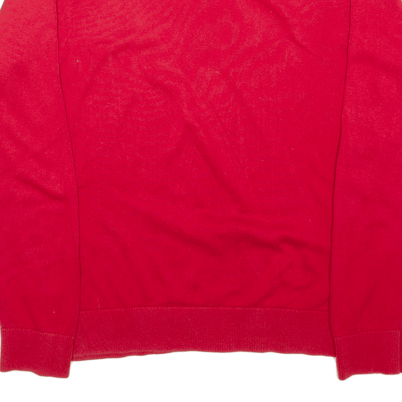 TOMMY HILFIGER Jumper Red Tight Knit V-Neck Mens M