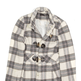 JANE NORMAN Duffle Jacket Cream Check Flannel Womens S