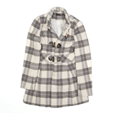 JANE NORMAN Duffle Jacket Cream Check Flannel Womens S