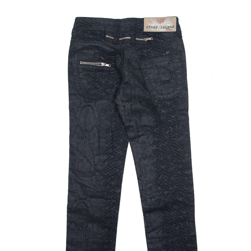 RIVER ISLAND Snakeskin Pattern Jeans Black Denim Slim Skinny Womens W24 L31