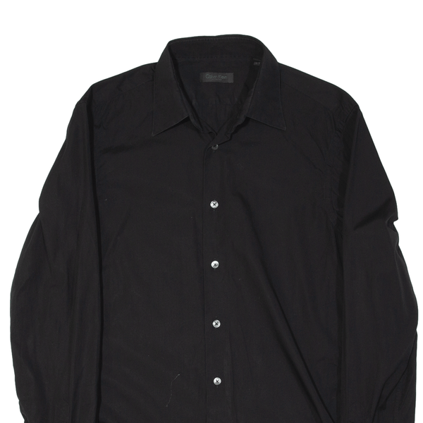 CALVIN KLEIN Plain Shirt Black Long Sleeve Mens M