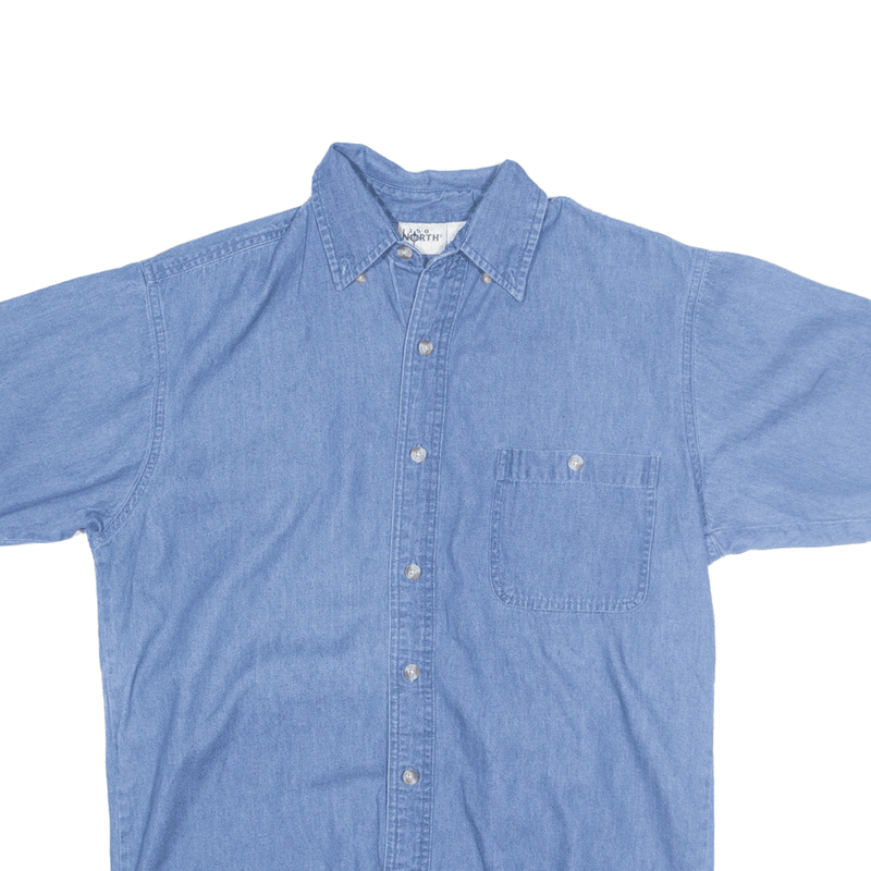 1250 NORTH Plain Shirt Blue Short Sleeve Mens S