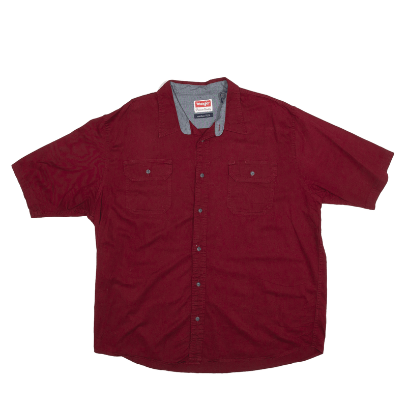 WRANGLER Plain Shirt Red Short Sleeve Mens XL