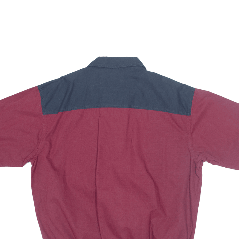 1/4 Zip Up Mens Plain Shirt Maroon Short Sleeve XL