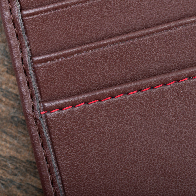 Bifold Wallet in Chestnut Brown & Red