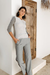 Utility Wide Pant - Grey Striped