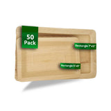 Dtocs Palm Leaf Rectangular Plate Combo Pack (50) | 7x11 Inch (25) & 5x8 Inch (25) | USDA Certified Biobased Dinnerware