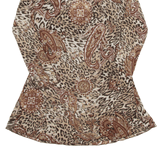 IN 9 Y2K Leopard Paisley Top Brown V-Neck Long Sleeve Womens S