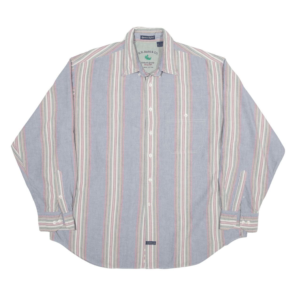 G. H. BASS Shirt Blue Striped Long Sleeve Mens XL – Cerqular