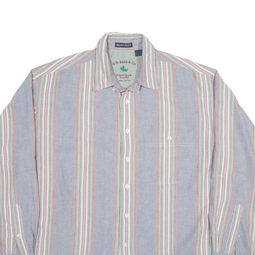 G. H. BASS Shirt Blue Striped Long Sleeve Mens XL – Cerqular