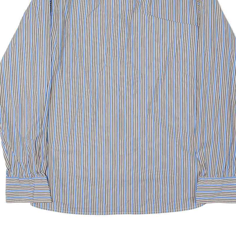 TOMMY HILFIGER 80s Two Ply Cotton Shirt Blue Pinstripe Long Sleeve Mens M