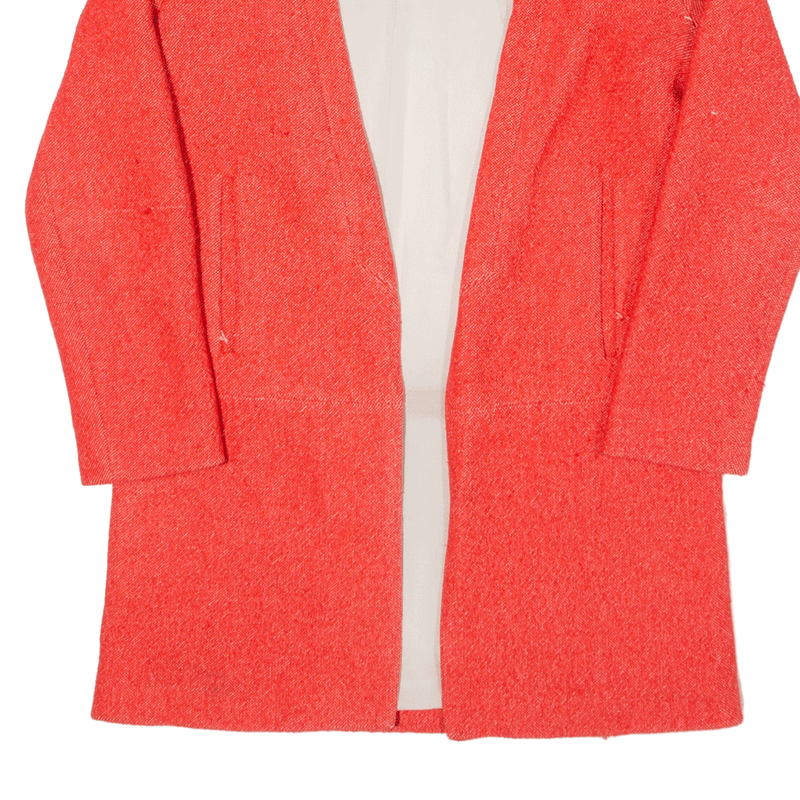 ZARA BASIC Linen Blend Overcoat Jacket Red Womens S