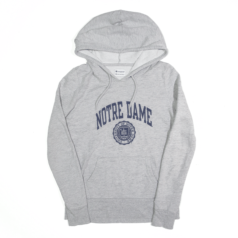 CHAMPION Notre Dame University Hoodie Grey Pullover USA Womens XS