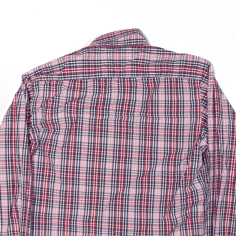TOMMY HILFIGER 80s Two Ply Cotton Shirt Pink Check Long Sleeve Mens XL