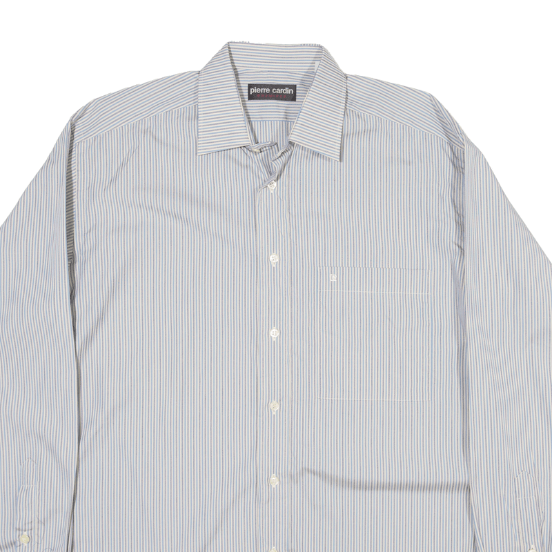 PIERRE CARDIN Mens Shirt Grey Striped Long Sleeve M