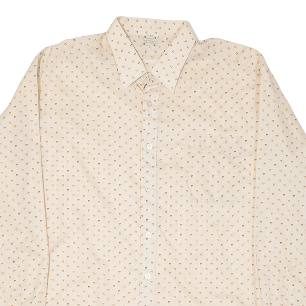 PFLEGELEICHT Shirt Beige 90s Spotted Long Sleeve Mens L