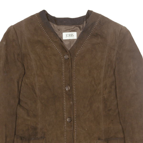 JOBIS Blazer Leather Jacket Brown Suede 90s Womens M