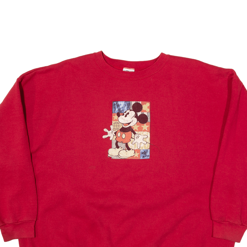 DISNEY Mickey Mouse Sweatshirt Red Mens 2XL