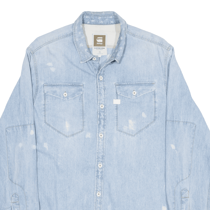 G-STAR Raw Denim Shirt Blue Long Sleeve Mens XL