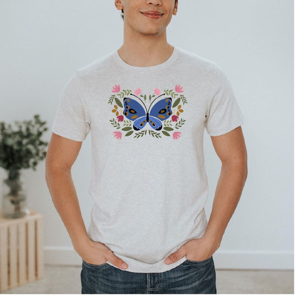 Adult Unisex Crewneck ’butterfly’ T-shirt | Ash Men’s T-shirt Bamboo/cotton 1
