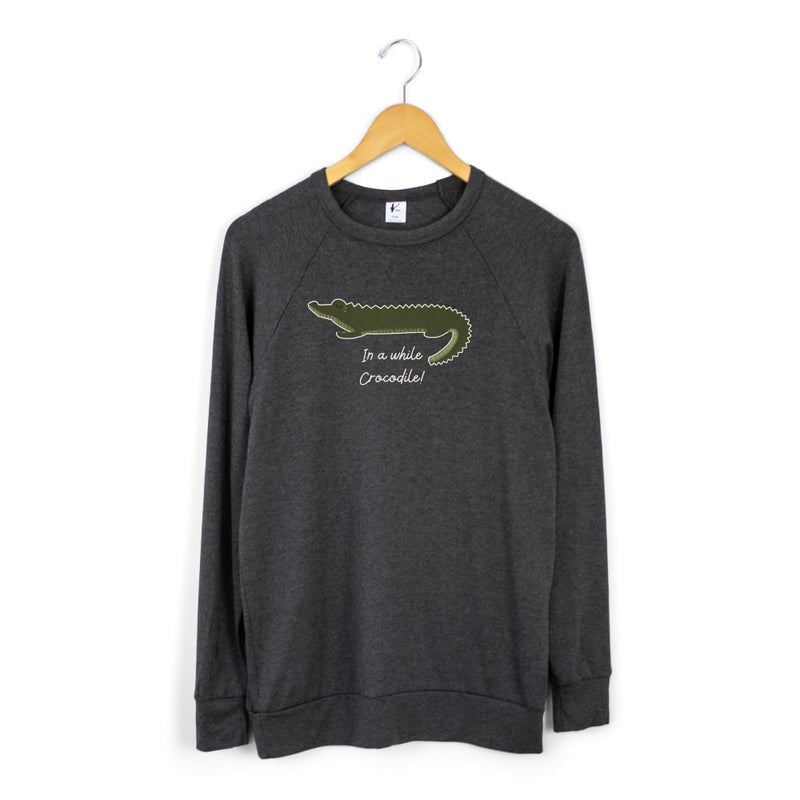 Adult Unisex ’in a While Crocodile’ Pullover | Charcoal Men’s Bamboo/cotton 1