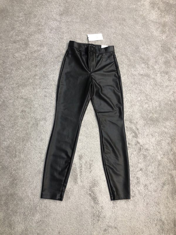 ZARA Pants Womens Black Medium Leather Ankle Skinny Pant High Rise Pockets