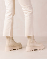 All Rounder Cream Leather Ankle Boots