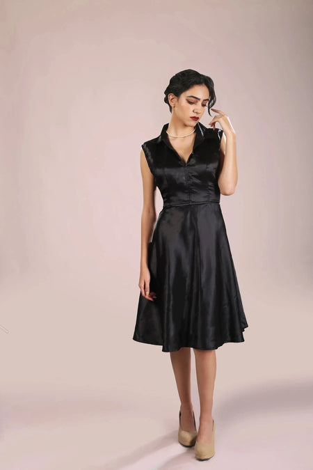 Auroette Satin Midi Skater Dress