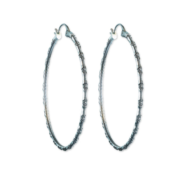 Bamboo Silver Hoop Earrings - Astor & Orion Ethically Made Jewelry
