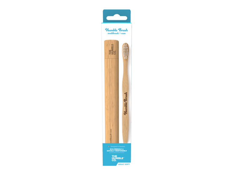 Bamboo toothbrush case with brush