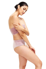 Mid-rise bikini bottom in velvet pink blush.