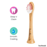 booheads - 2PK - Bamboo Electric Toothbrush Heads - Deep Clean - PINK EDITION | Compatible with Sonicare | Biodegradable Eco Friendly Sustainable - booheads