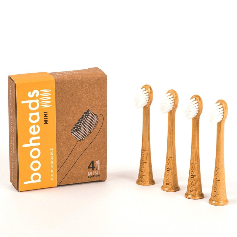 booheads - 4PK - Bamboo Electric Toothbrush Heads - MINI Edition - White | Compatible with Sonicare | Biodegradable Eco Friendly Sustainable - booheads