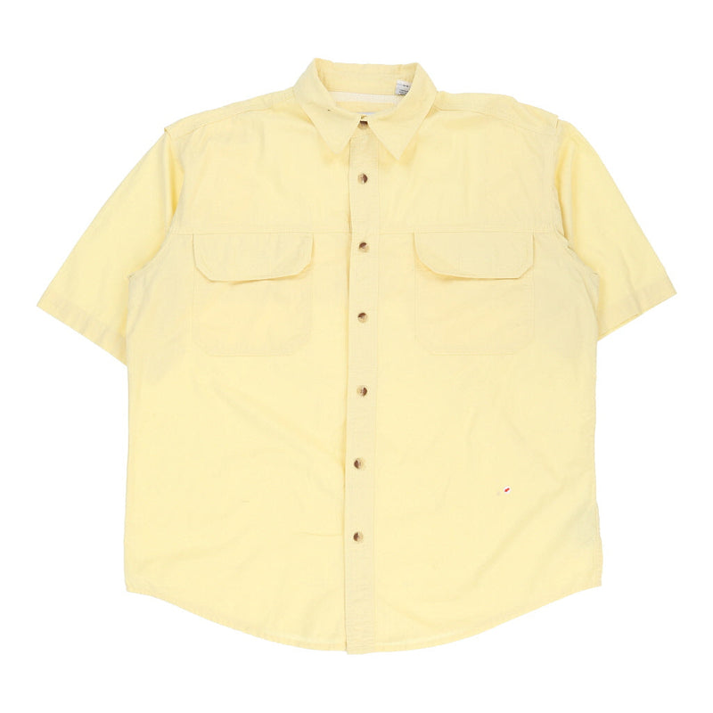 World Wide Sportsman Short Sleeve Shirt - Large Yellow Cotton - Thrifted.com