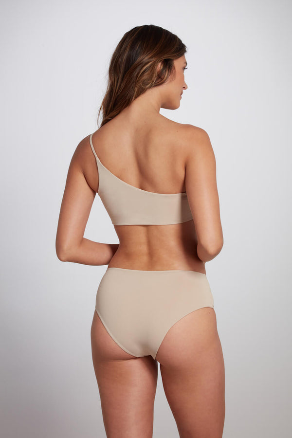Back of the camel bikini bottom hipster mid-rise style.
