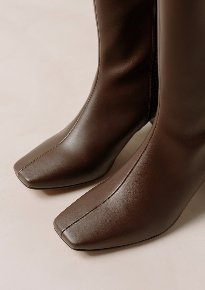 Chalk Umber Brown Vegan Leather Boots