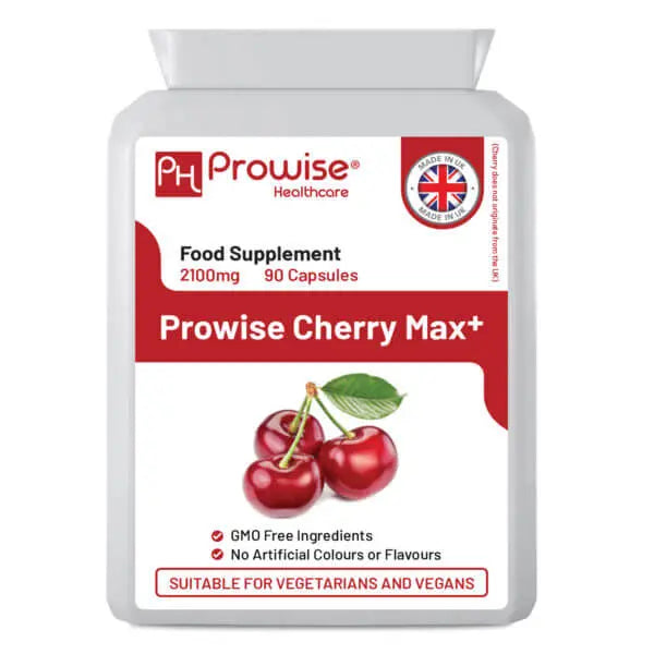 Cherry Max+ 2100mg Montmorency Cherry Added with Black Cherry I 90 Vegan Capsules High Strength I Made in The UK