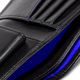 Wallet with Coin Pocket in Black with Cobalt Blue
