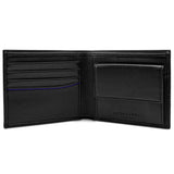 Wallet with Coin Pocket in Black with Cobalt Blue