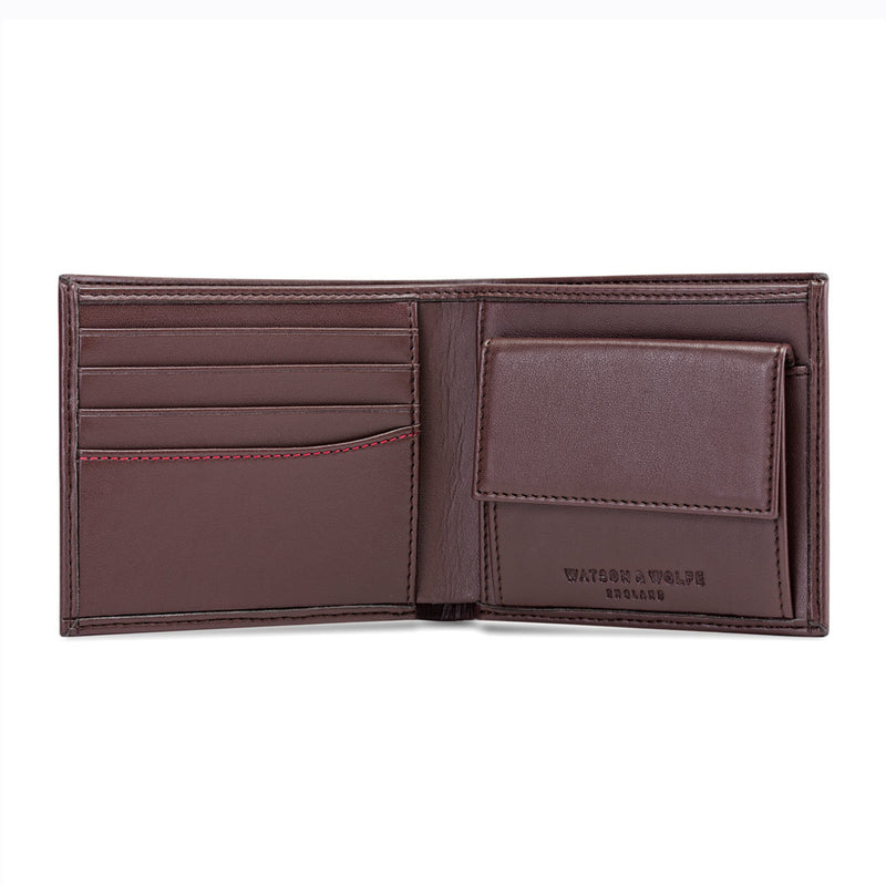 Coin Wallet in Chestnut Brown with Red
