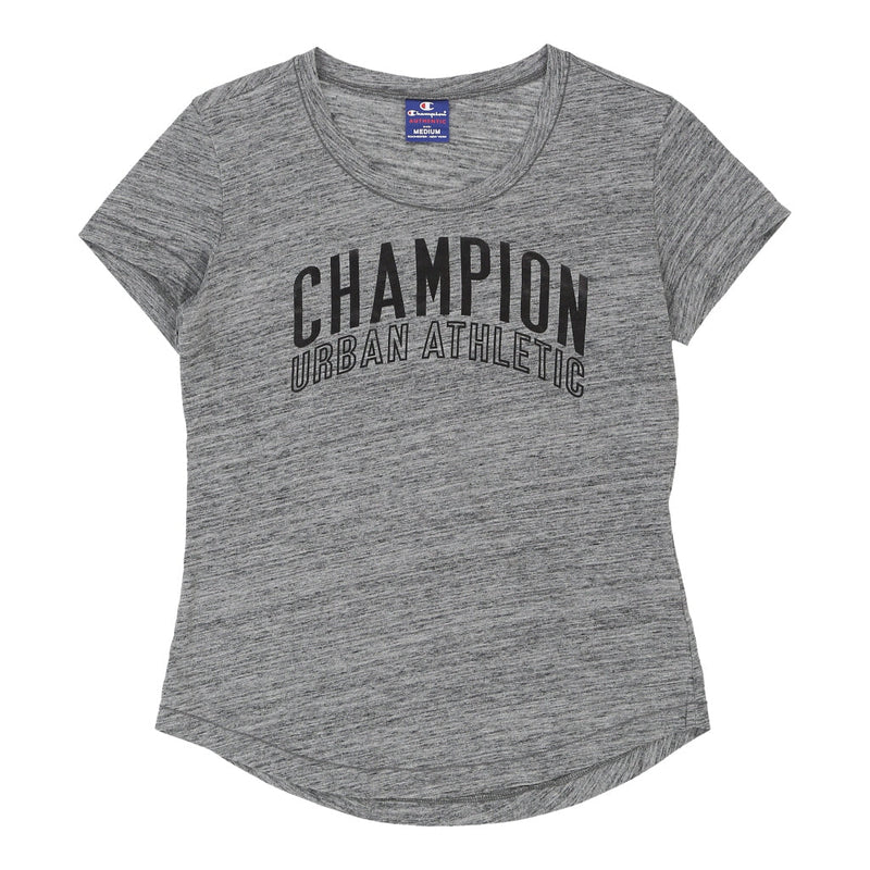 CHAMPION Womens T-Shirt - Medium Cotton Grey