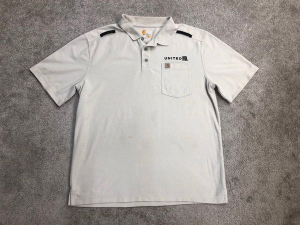 Carhartt Polo Shirts Mens Large Off White Original Fit Short Sleeve United