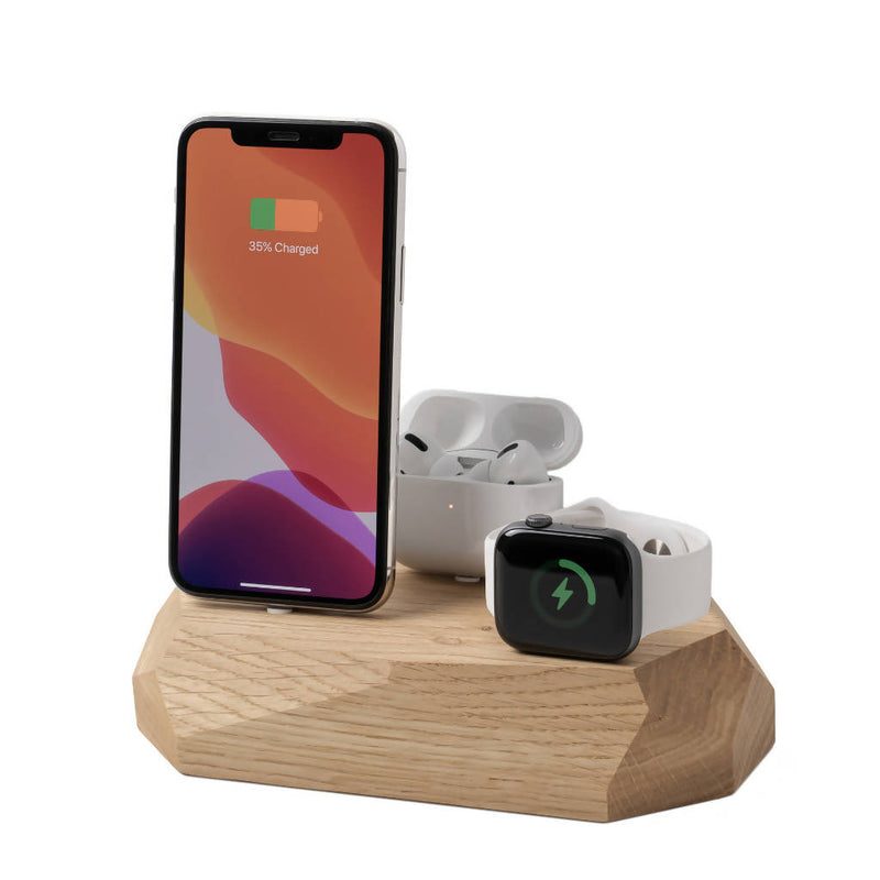 3 in 1 wooden gift charger OAKYWOOD Triple Dock