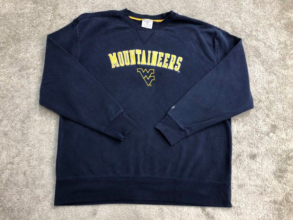 Champion Mens Pullover Sweatshirt Crew Neck Spell Out Mountaineers Blue Size XL