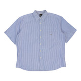 Emporio Armani Striped Short Sleeve Shirt - Large Blue Cotton