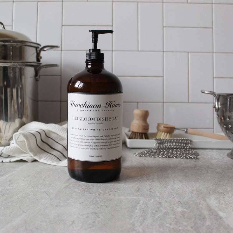 Heirloom Dish Soap in Amber Glass Bottle - Script Label