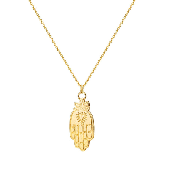 Gold Plated Large Hamsa Hand Necklace