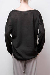 kory sheer pullover - black