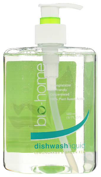 bio-home Dishwashing Liquid Lemongrass & Green Tea 17 fl. oz. 100% Plant-based actives, Biodegradable, Eco-Friendly